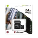 Kingston tarjeta de memoria Micro SD c/adaptador (clase 10) SDCS2/64GB Canvas