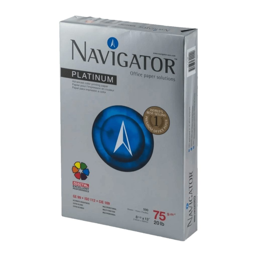 Navigator  caja 10 und resma  8 ½ x 13, oficio 500 hjs  75Gr