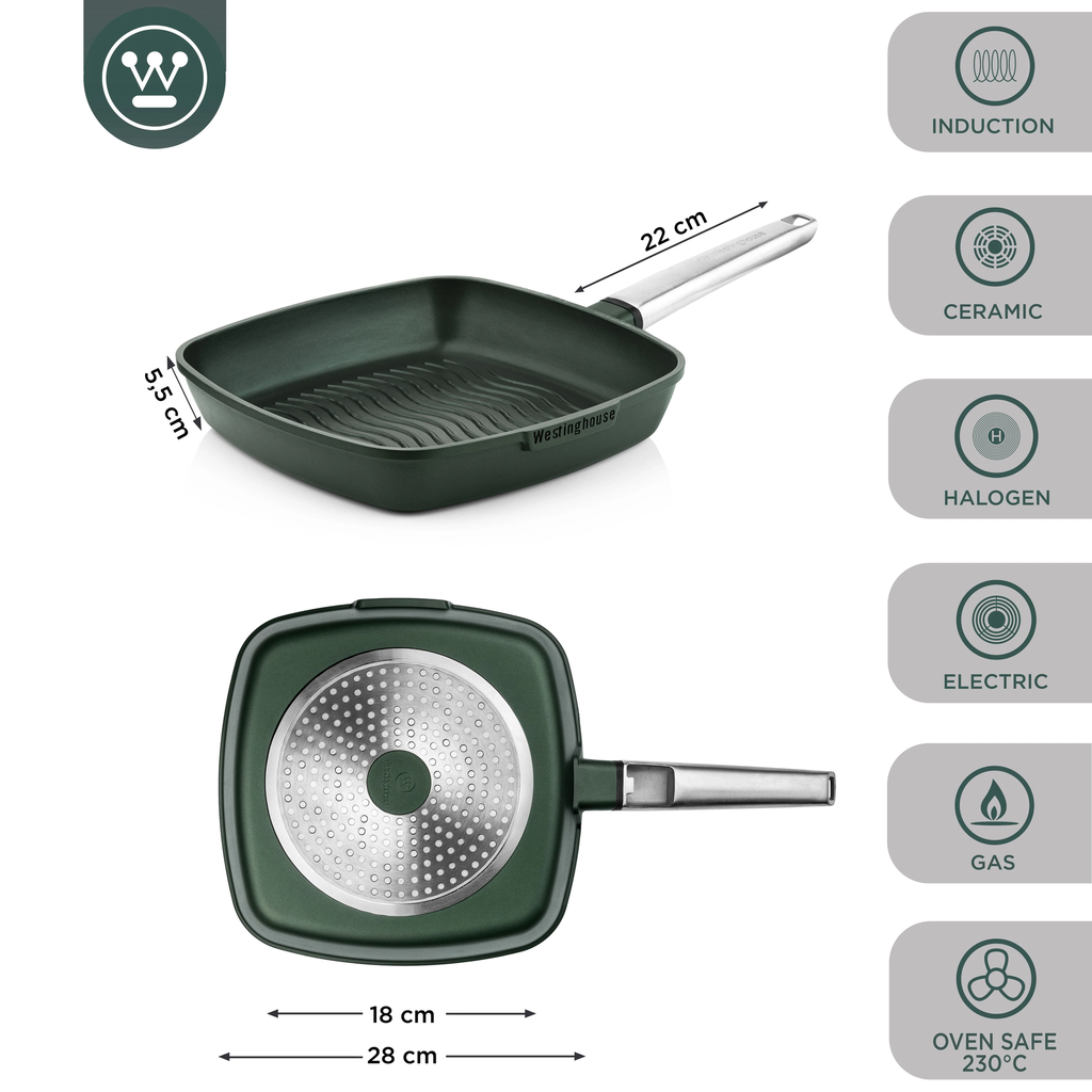 Westinghouse sarten Grill Performance verde 28cm WCFP0095G28SG