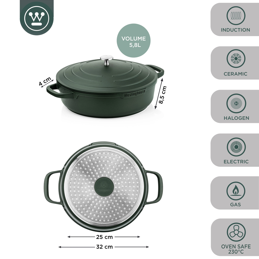 Westinghouse olla asadora Performance verde 32cm WCCC0095L32SG