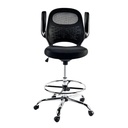 Silla tipo cajero con brazo abatible y base cromada