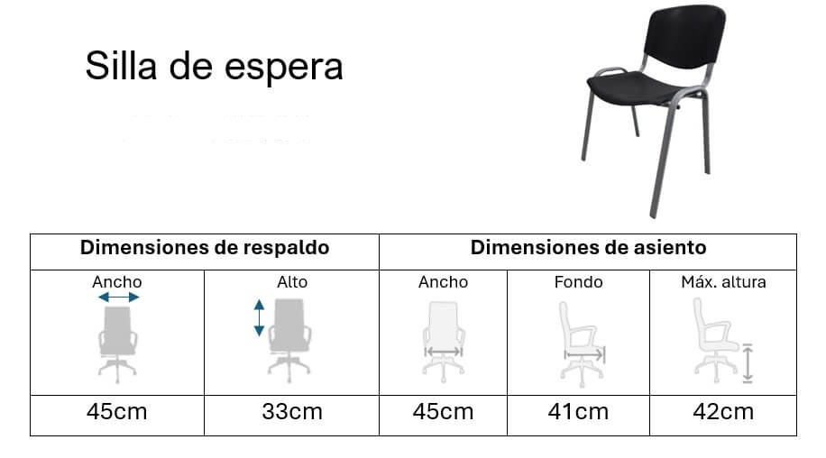Silla de espera plástica color negro