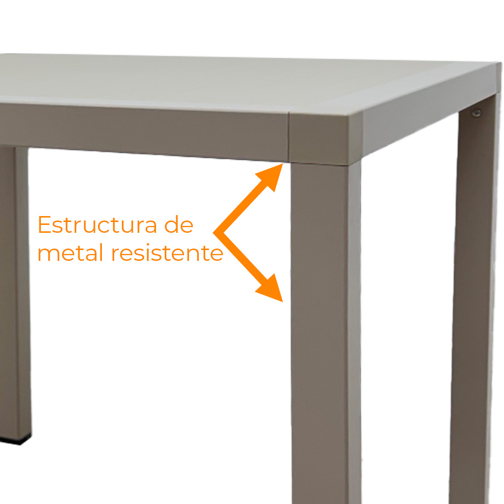 Mesa de plástico con patas de alumino