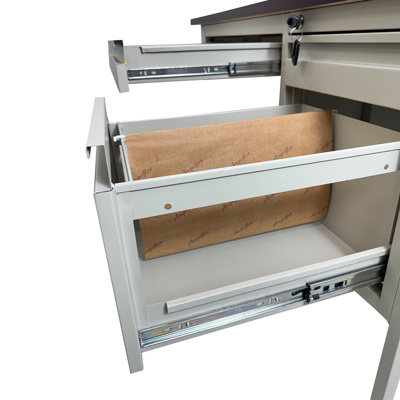 Escritorio con 3 gavetas en metal beige