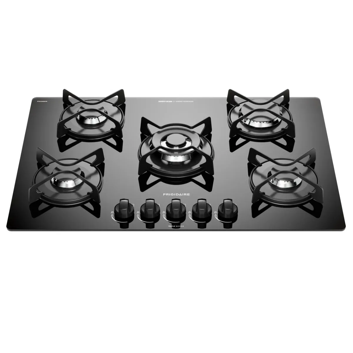 Frigidaire Plantilla De gas empotrable de 30" vidrio templado 5 quemadores Negro FTGC3050VB - 1