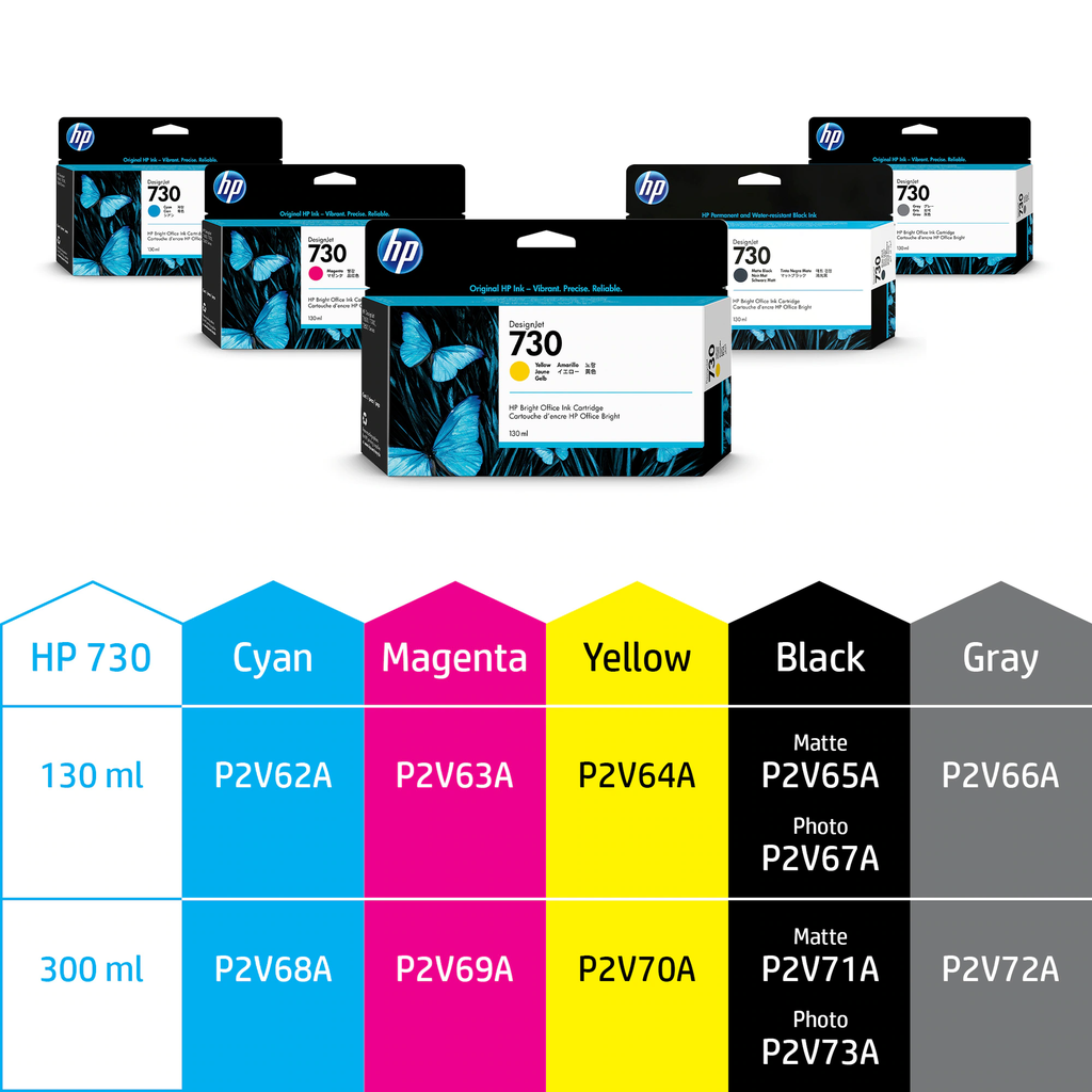 HP cartucho de tinta designjet 730 magenta 300Ml P2V69A