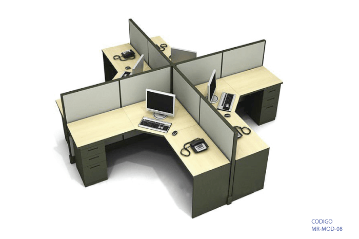 [MR-MOD-08] Estacion de trabajo de 4 puestos marca: Muebles Ruiz modelo: