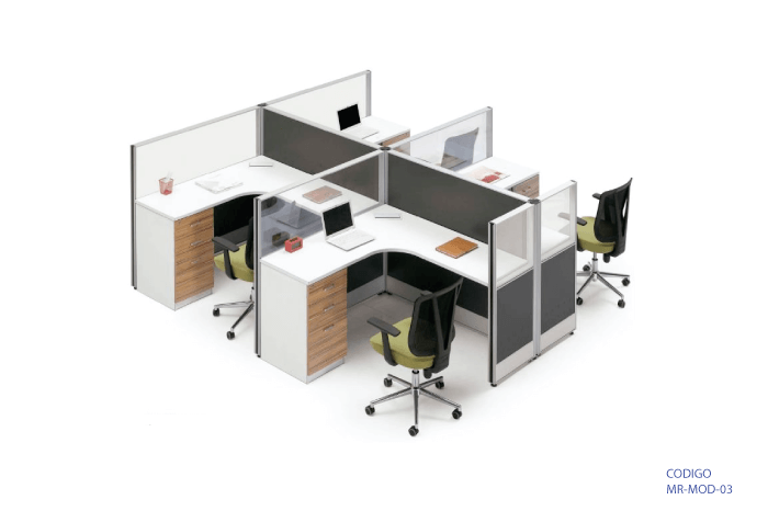 [MR-MOD-03] Estación de trabajo de 4 puestos marca: Muebles Ruiz modelo: