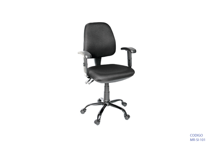 Silla de oficina secretarial en tela con brazos ajustables