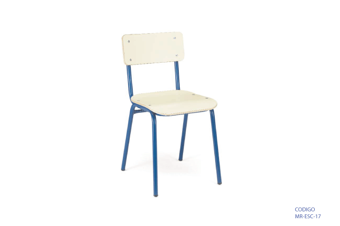 Silla escolar en metal y plywood