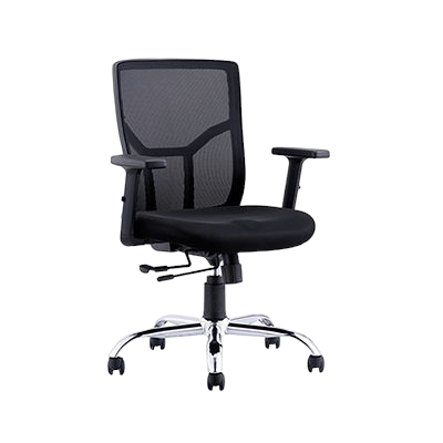 Silla de oficina secretarial en malla con brazos y asientos ajustable