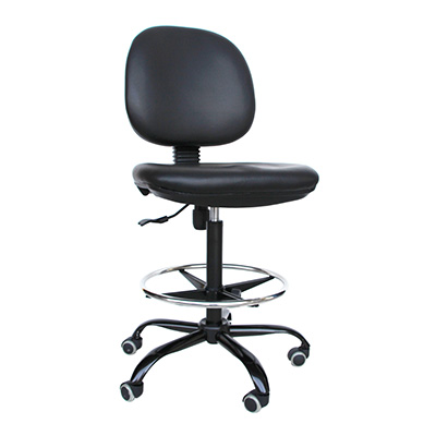 Silla de Cajero Ergonómica en Vinil Negro