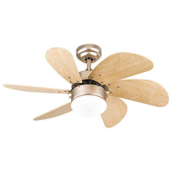 VENTILADOR TURBO SWIRL ALUMINIO CEPILLADO 6 ASP. 30" 1L E27 WESTINGHOUSE