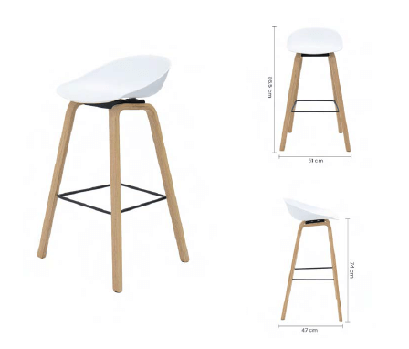 SILLA BAR PLASTICA BLANCA