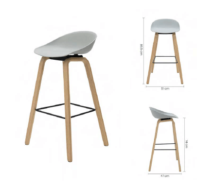 SILLA BAR PLASTICA GRIS