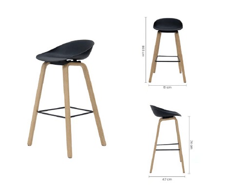 SILLA BAR PLASTICA NEGRA