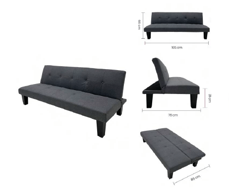 SOFÁ CAMA TELA LINO GRIS