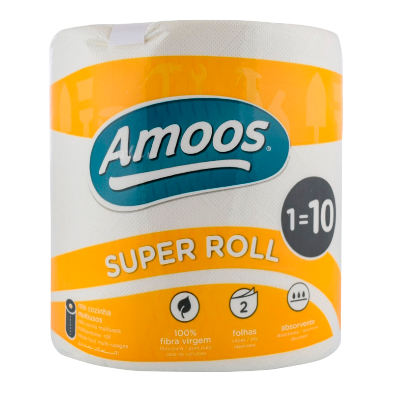 Amoos toalla mayordomo super roll doble hoja 280 h paq 6 und J627003.4