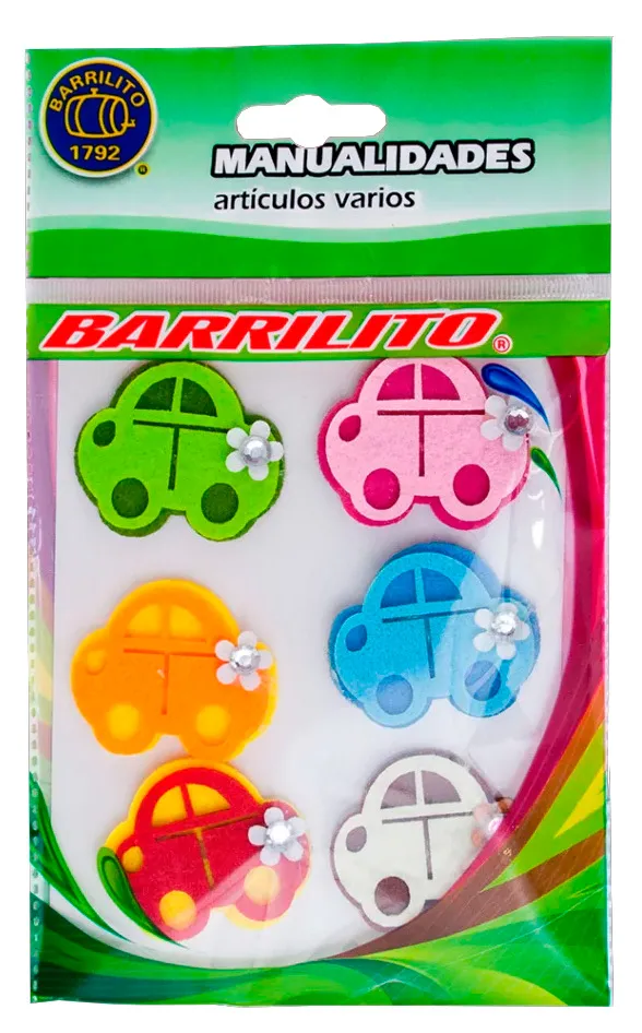 [DTF-BA00377] Barrilito calcomania de fieltro fs091 carros 6 piezas