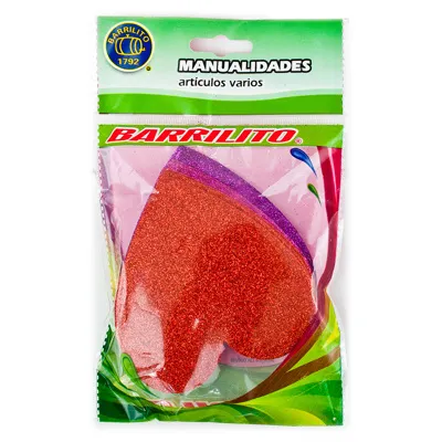 [DTF-BA00381] Barrilito calcomania de foamy corazon fs004 con pegamento 9.6 cm 10 piezas 3 colores