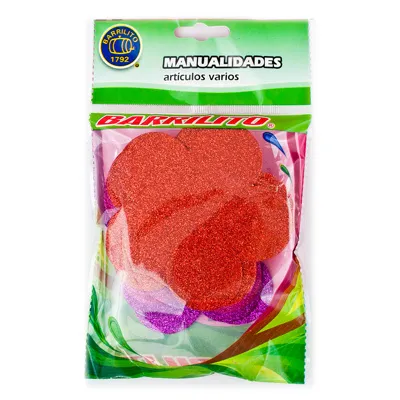 [DTF-BA00384] Barrilito calcomania de foamy flor fs003 con pegamento 9.6 cm 10 piezas 3 colores