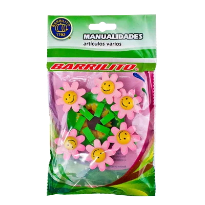 Barrilito clip de madera flores rosas wclp10p 6 piezas
