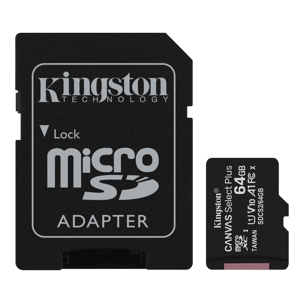 Kingston tarjeta de memoria Micro SD c/adaptador (clase 10) SDCS2/64GB Canvas