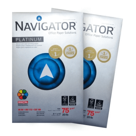 Navigator  caja 10 und resma  8 ½ x 13, oficio 500 hjs  75Gr