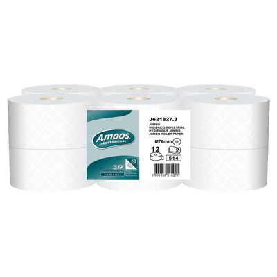 Amoos papel higienico jumbo doble hoja 180m pack 12 rollos J621827.3