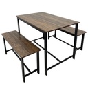 Juego comedor con bancas metal y madera