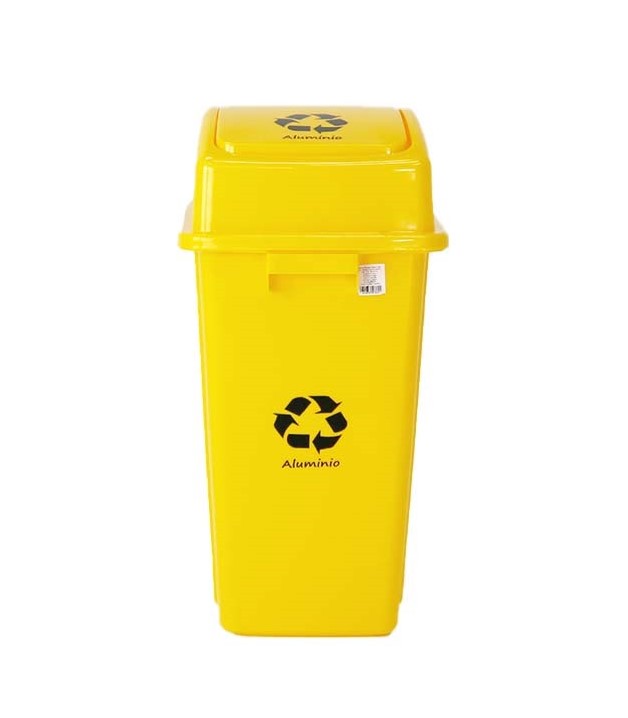 [TK-BAS-05] BASURERO C/TAPA VAIVEN 42LTS ALUMINIO AMARILLO