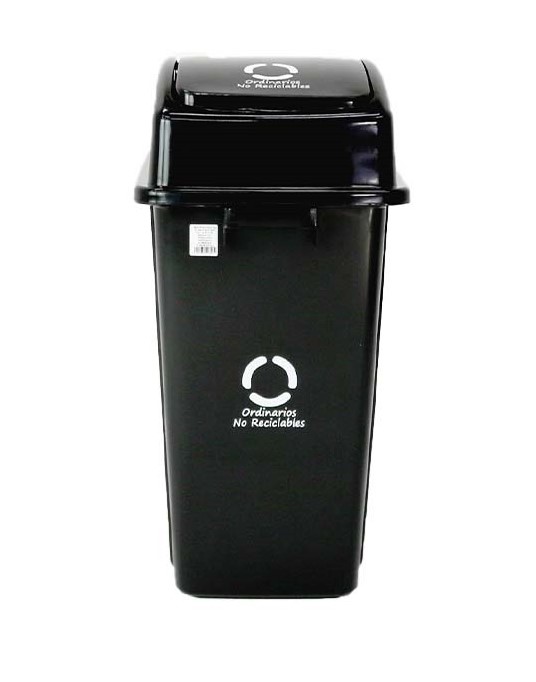 [TK-BAS-06] BASURERO C/TAPA VAIVEN 42LTS ORDINARIOS NEGRO