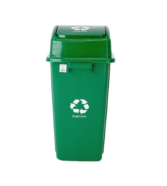 BASURERO C/TAPA VAIVEN 42LTS ORGANICOS VERDE