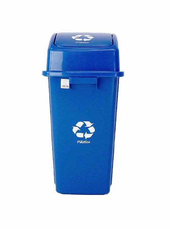 [TK-BAS-09] BASURERO C/TAPA VAIVEN 42LTS PLASTICO AZUL