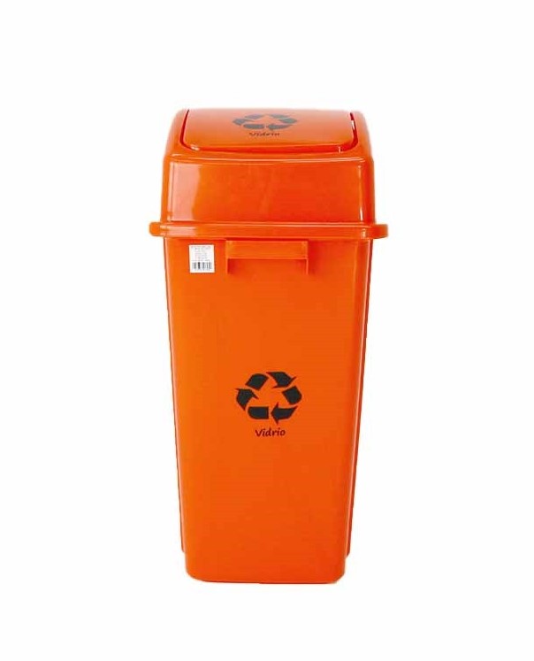 [TK-BAS-10] BASURERO C/TAPA VAIVEN 42LTS VIDRIO NARANJA
