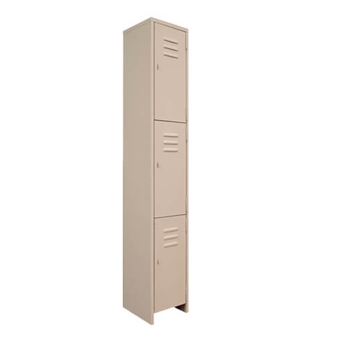 Locker metálico de 3 compartimientos con ventilación y aldabas