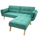 SOFÁ CAMA C/PIECERO TELA LINO TURQUESA
