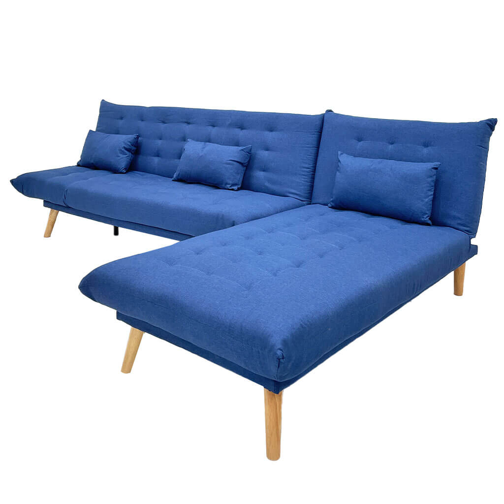 SOFÁ CAMA C/DIVAN TELA LINO AZUL MARINO