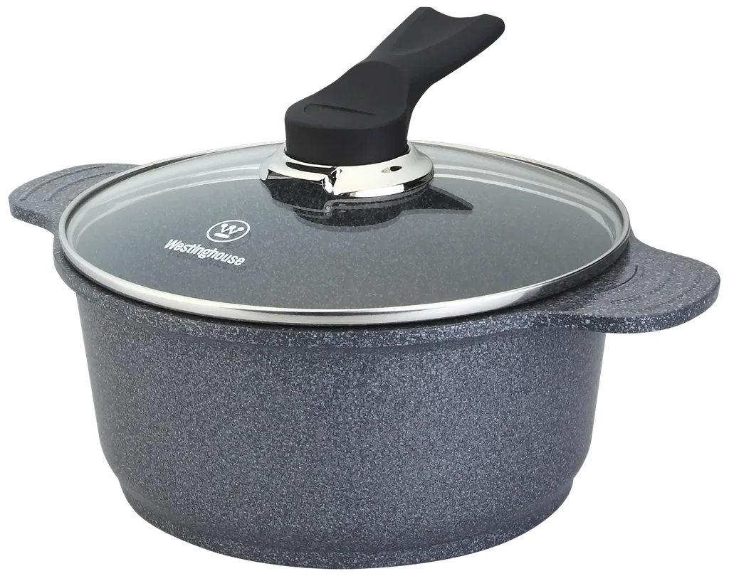 [DTF-WH00212] Westinghouse caserola de aluminio forjado tapa de  vidrio acabado marmol negro con puntos blancos 24 cm- WCCC2008024CMG