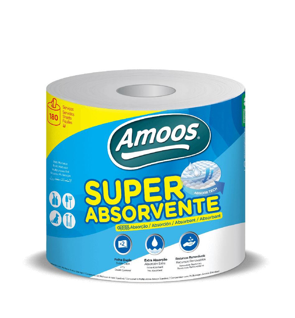 Amoos toalla mayordomo super absorbente doble hoja 180 h paq 6 und J624510