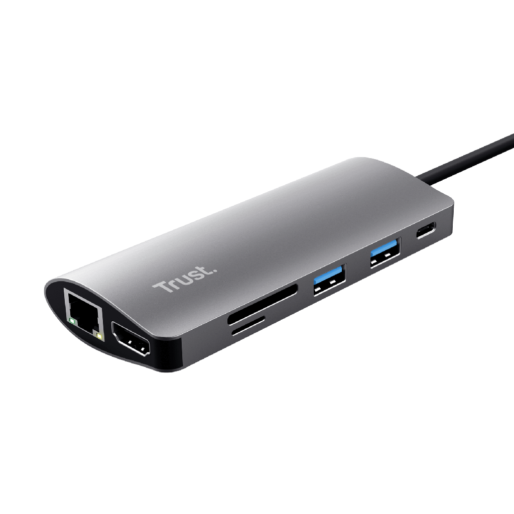 Trust adaptador 7-en-1 USB-C- HDMI- red-lector de tarjetas USB-C y USB - 23775