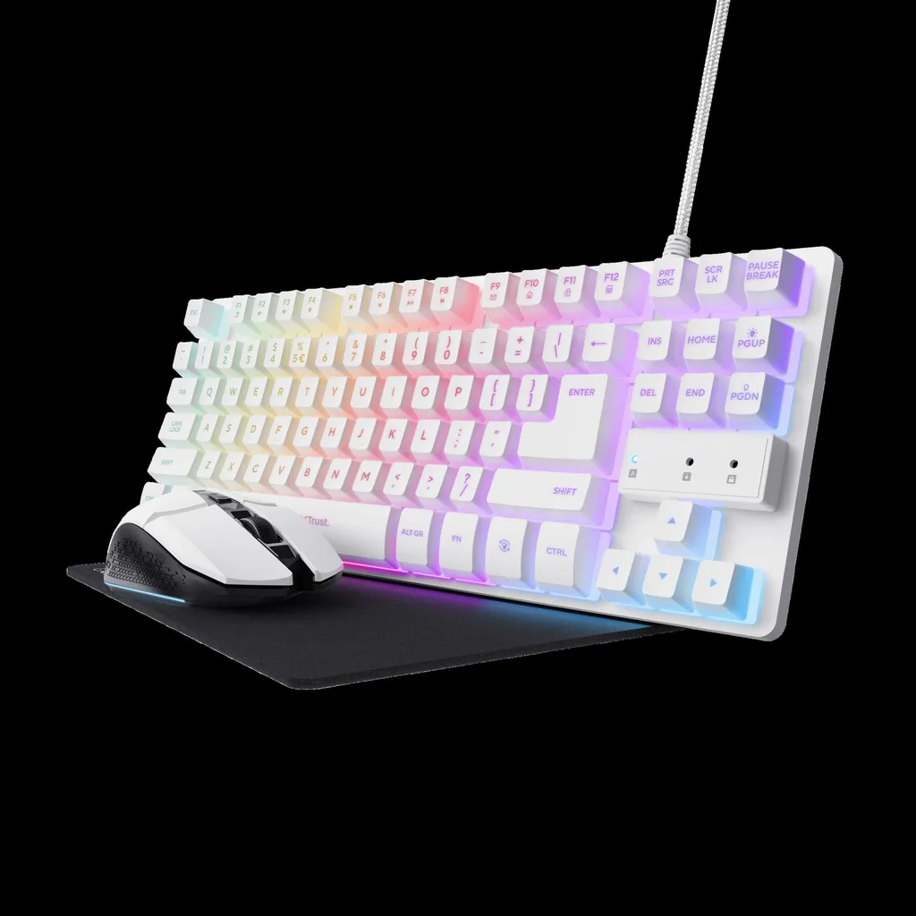 [DTF-TR00092] Trust teclado mouse y almohadilla gamer color blanco en español - 25233