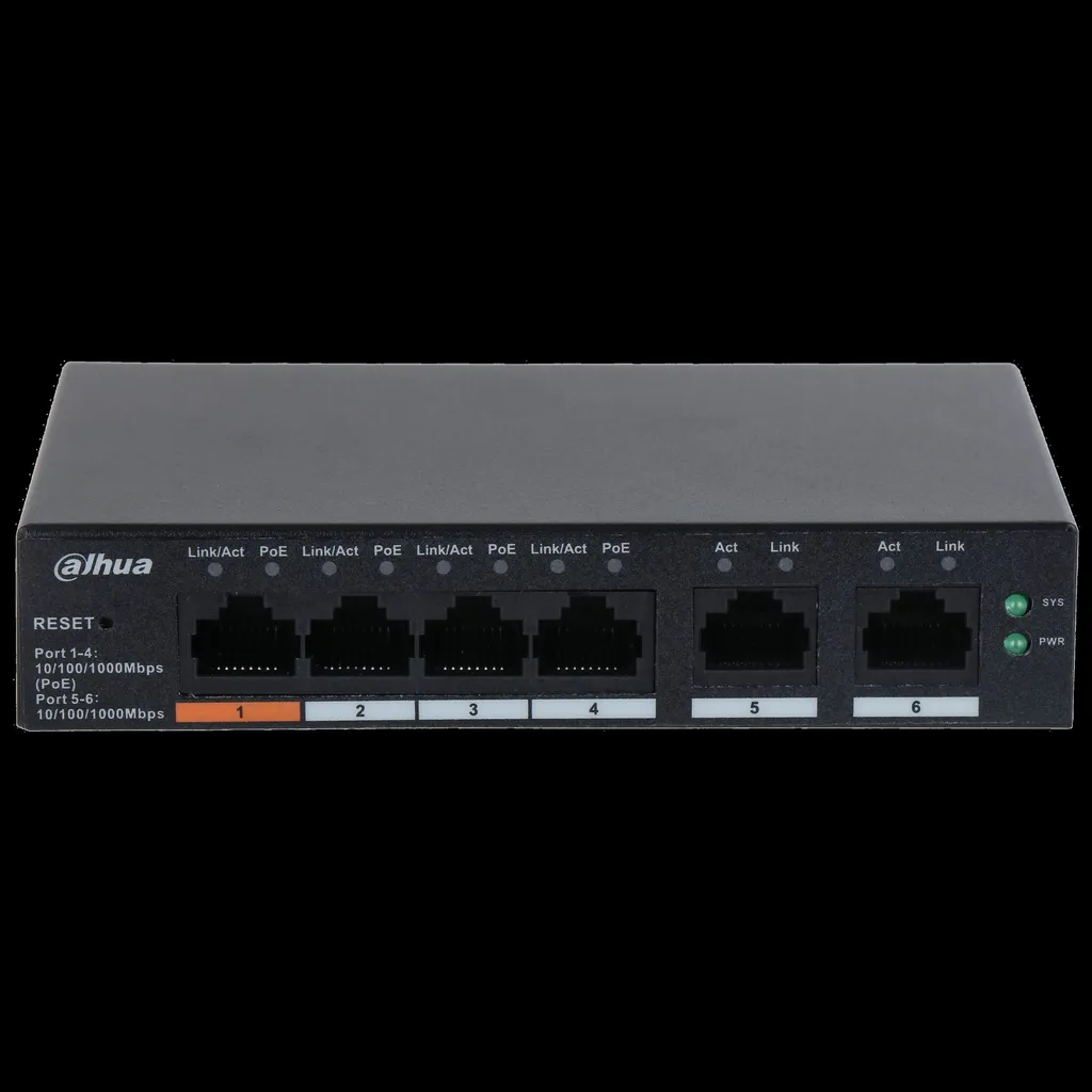 [DTF-DH00068] Dahua conmutador gigabit 6 puertos con 4 Puertos PoE -DH-CS4006-4GT-60-  1.0.01.20.11243-9002