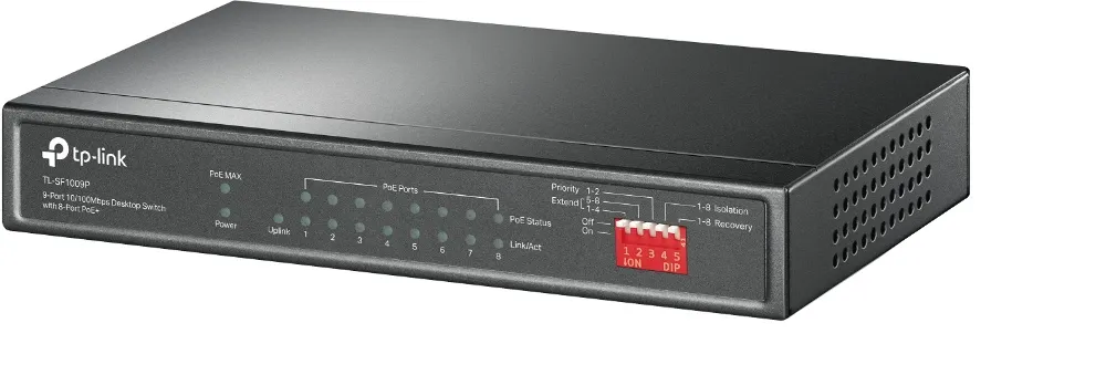 TP-link switch omada de escritorio de 9 puertos a 10 / 100Mbps con 8 puertos PoE+ - TL-SF1009P