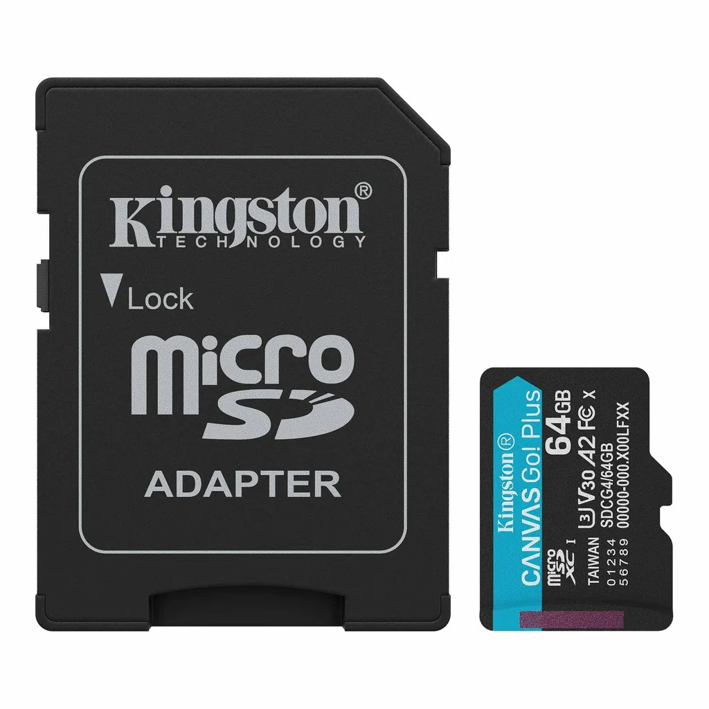 [DTF-KS00225] Kingston memoria microSDXC 64 GB canvas go plus gen4 200MB/s A2 U3 V30 card + ADP - SDCG4/64GB