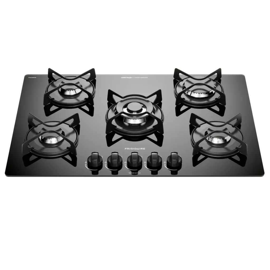 Frigidaire Plantilla De gas empotrable de 30" vidrio templado 5 quemadores Negro FTGC3050VB