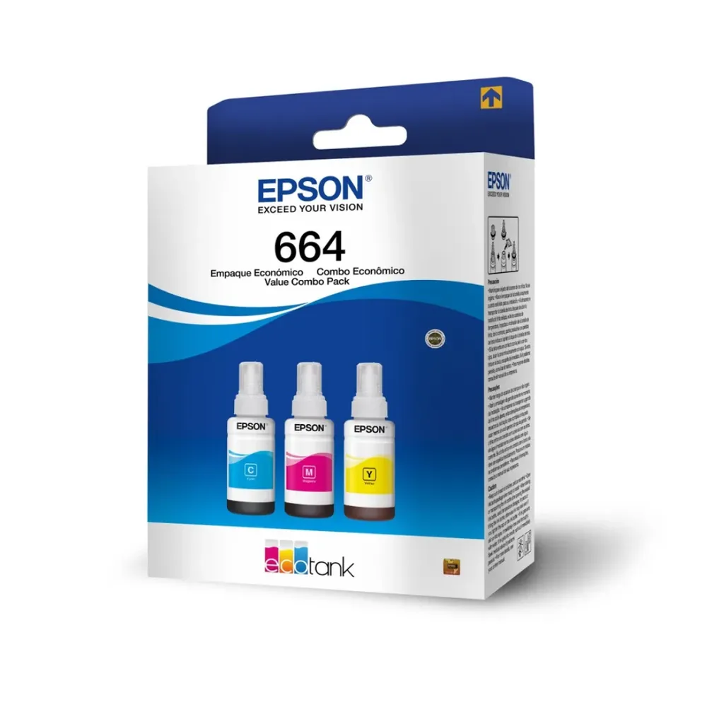 [DTF-EP00894] Epson botella de tinta T664 pack de 3 colores cian magenta y amarillo - T664520-3P