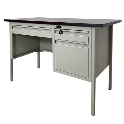 Escritorio con 3 gavetas en metal beige
