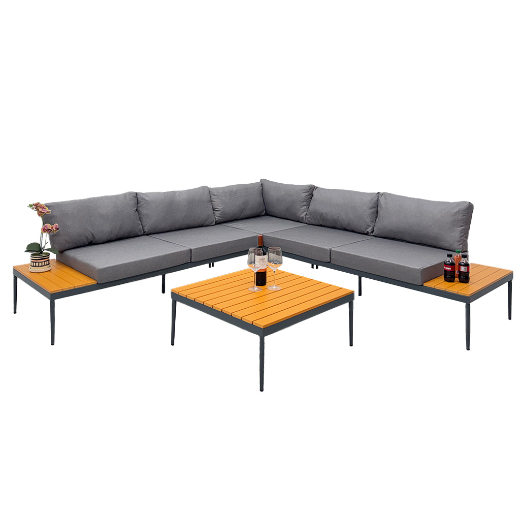 Juego de sala L con mesa