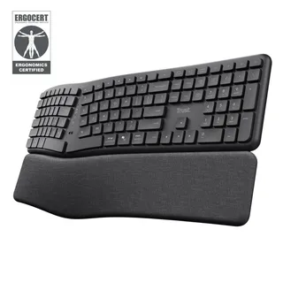 Trust keyra teclado inalambrico multidispositivo ergonomico US - 25459